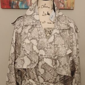 Nasty Gal Gray Snake Print Trench Coat